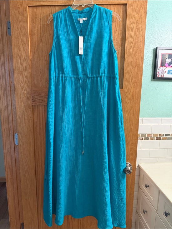 Chico's Dresses & Skirts - Chico's Sleeveless Teal Maxi Dress with Drawstring